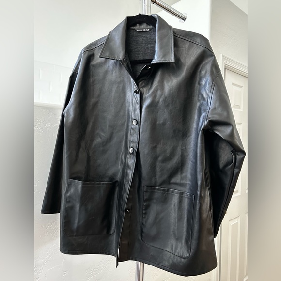 SHEIN leather- like black jacket/ shacket - Picture 15 of 15